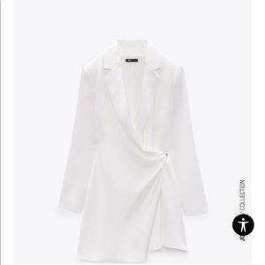 NWOT Zara Satin Effect Shoulder Pad Dress